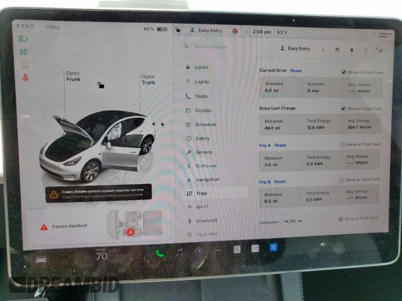 2024 Tesla Model Y Long Range with VIN 7SAYGDEE6RA290124, listed as a Copart auction lot 57662385 with 14,751 mi miles and Salvage title. Bid and sale history available at DreamBid. Image 9.