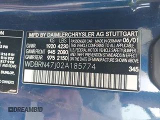 2002 Mercedes-Benz C 230/260/280/320 с VIN WDBRN47J02A185774, выставлен на аукционе IAAI как лот 42258843 с пробегом Не указан миль и . История ставок и продаж доступна на DreamBid. Изображение 9.