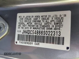 2006 Acura RSX с VIN JH4DC54866S022313, выставлен на аукционе IAAI как лот 42171695 с пробегом 172 822 миль миль и . История ставок и продаж доступна на DreamBid. Изображение 9.
