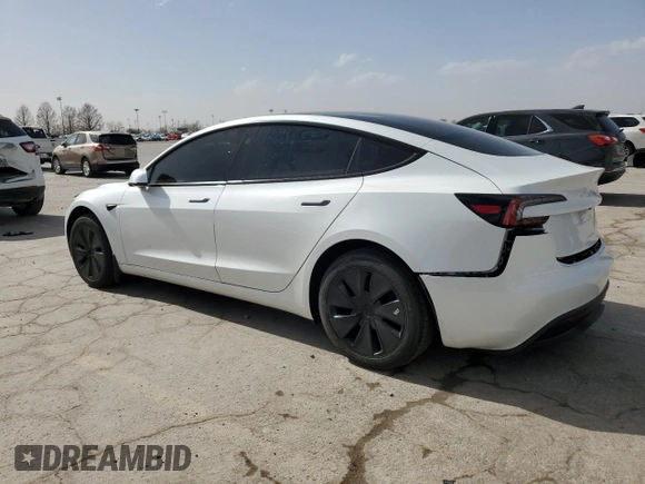 2025 Tesla Model 3 Long Range with VIN 5YJ3E1EB9SF902505, listed as a Copart auction lot 49849535 with 1,977 mi miles and Salvage Title. Bid and sale history available at DreamBid. Image 2.