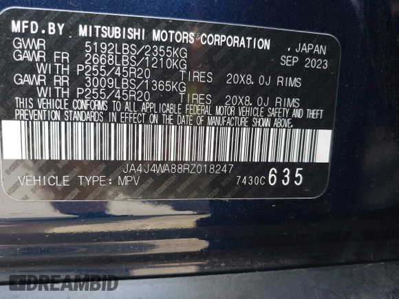 2024 Mitsubishi Outlander SEL z VIN JA4J4WA88RZ018247, wystawiony jako IAAI lot #40377423 z przebiegiem 9 558 mil mil oraz . Historia ofert i sprzedaży dostępna na DreamBid. Obrazek 9.
