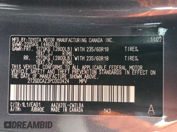 2023 Lexus NX with VIN 2T2GDCAZ3PC003424, listed as a Copart auction lot 47798813 with 2,163 mi miles. Bid and sale history available at carsss.com. Image 16.