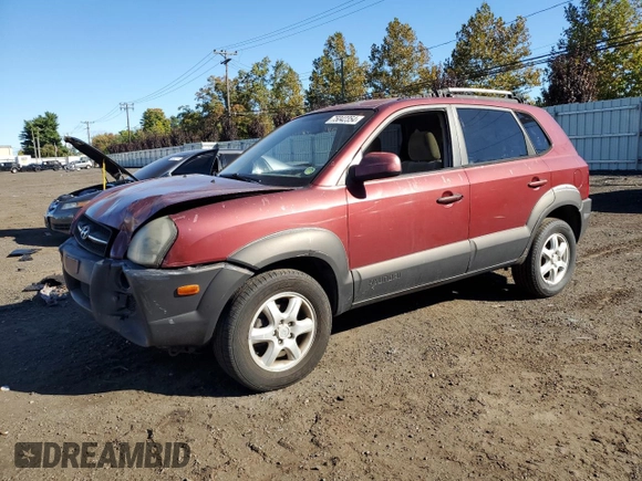 2005 Hyundai Tucson GLS with VIN KM8JN12D75U112964, listed as a Copart auction lot 75042354 with 77,827 mi miles and Salvage Title. Bid and sale history available at carsss.com. Image 1.