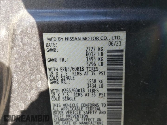 2021 Nissan Frontier SV with VIN 1N6ED0EB3MN722198, listed as a Copart auction lot 45007954 with 95,987 mi miles and Salvage title. Bid and sale history available at DreamBid. Image 12.