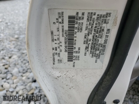 2006 Ford Taurus SE с VIN 1FAFP53U36A184540, выставлен на аукционе Copart как лот 57990175 с пробегом 144 768 миль миль и Списание • Salvage title. История ставок и продаж доступна на DreamBid. Изображение 12.