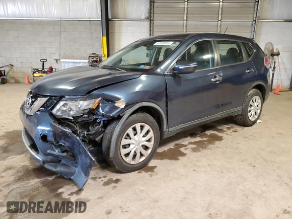 2015 Nissan Rogue SV with VIN KNMAT2MV3FP586481, listed as a Copart auction lot 53128015 with 124,834 mi miles and Salvage Title. Bid and sale history available at carsss.com. Image 1.