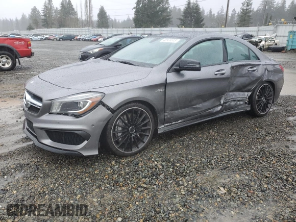 2015 Mercedes-Benz CLA 45 AMG with VIN WDDSJ5CB8FN184279, listed as a Copart auction lot 46933515 with 36,525 mi miles and Salvage Title. Bid and sale history available at DreamBid. Image 1.