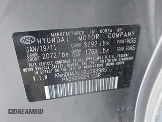 2011 Hyundai Elantra GLS z VIN KMHDH4AE1BU093985, wystawiony jako IAAI lot #41101288 z przebiegiem 80 882 mil mil oraz . Historia ofert i sprzedaży dostępna na DreamBid. Obrazek 9.