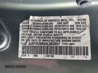 2004 Honda Element EX с VIN 5J6YH28604L003057, выставлен на аукционе IAAI как лот 42181075 с пробегом 196 677 миль миль и . История ставок и продаж доступна на DreamBid. Изображение 9.