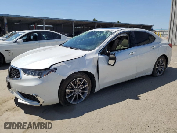 2020 Acura TLX with VIN 19UUB1F34LA016057, listed as a Copart auction lot 56383755 with 50,017 mi miles and Salvage title. Bid and sale history available at DreamBid. Image 1.