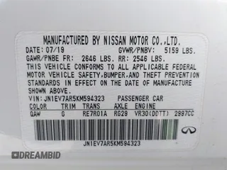 2019 Infiniti Q50 Luxe with VIN JN1EV7AR5KM594323, listed as a IAAI auction lot 42011023 with 68,235 mi miles and . Bid and sale history available at DreamBid. Image 9.