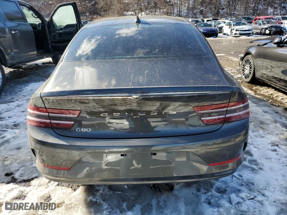 2023 Genesis Electrified G80 with VIN KMTGE4S17PU006914, listed as a Copart auction lot 45451405 with 13,896 mi miles and Non Repairable. Bid and sale history available at carsss.com. Image 6.