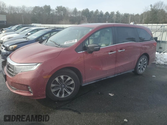 2022 Honda Odyssey EX-L with VIN 5FNRL6H72NB000481, listed as a Copart auction lot 43406015 with 43,353 mi miles and Salvage Title. Bid and sale history available at DreamBid. Image 1.