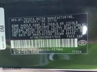 2011 Toyota Camry LE with VIN 4T1BK3EKXBU617850, listed as a IAAI auction lot 41647333 with 221,533 mi miles. Bid and sale history available at carsss.com. Image 9.