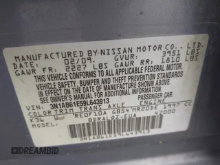 2009 Nissan Sentra S with VIN 3N1AB61E59L643913, listed as a IAAI auction lot 42066172 with 236,917 mi miles and . Bid and sale history available at DreamBid. Image 9.