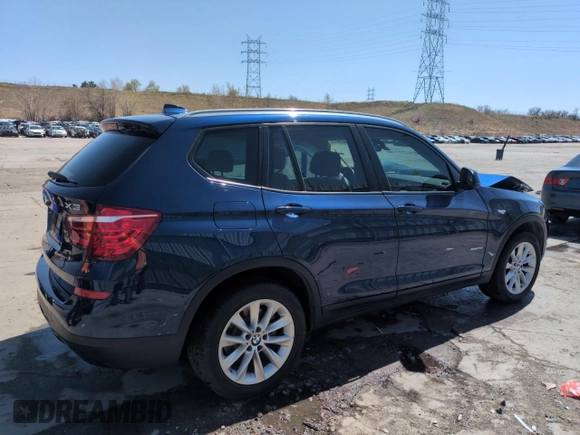 2017 BMW X3 sDrive28i with VIN 5UXWZ7C30H0V93495, listed as a Copart auction lot 52865645 with 64,102 mi miles and Salvage Title. Bid and sale history available at carsss.com. Image 3.