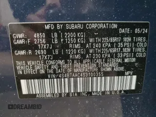 2025 Subaru Outback z VIN 4S4BTAAC4S3100355, wystawiony jako Copart lot #49111565 z przebiegiem 7 132 mil mil oraz Szkoda całkowita • Salvage title. Historia ofert i sprzedaży dostępna na DreamBid. Obrazek 14.