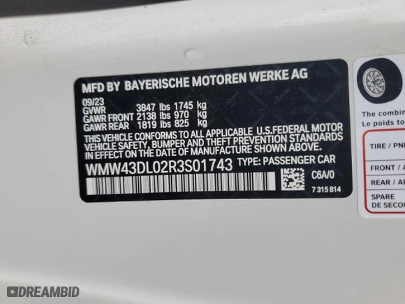 2024 MINI Convertible Cooper S with VIN WMW43DL02R3S01743, listed as a Copart auction lot 70023744 with NaN miles and Salvage Title. Bid and sale history available at carsss.com. Image 12.