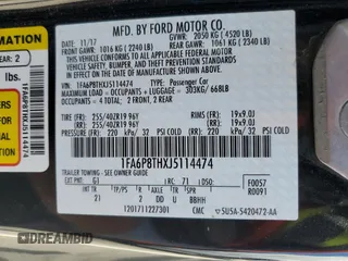 2018 Ford Mustang EcoBoost with VIN 1FA6P8THXJ5114474, listed as a Copart auction lot 59104405 with 54,220 mi miles and Salvage title. Bid and sale history available at DreamBid. Image 12.