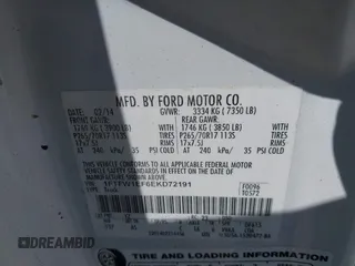 2014 Ford F-150 XL with VIN 1FTFW1EF6EKD72191, listed as a IAAI auction lot 41775271 with 72,945 mi miles. Bid and sale history available at carsss.com. Image 9.