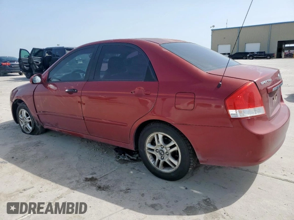 2007 Kia Spectra EX with VIN KNAFE122475378574, listed as a Copart auction lot 56921925 with 142,268 mi miles and Salvage title. Bid and sale history available at DreamBid. Image 2.