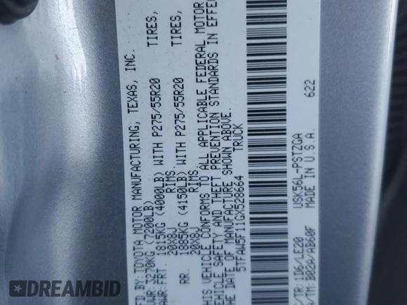2016 Toyota Tundra 4WD Truck Platinum with VIN 5TFAW5F11GX528664, listed as a Copart auction lot 46022045 with 65,251 mi miles and Salvage Title. Bid and sale history available at carsss.com. Image 12.