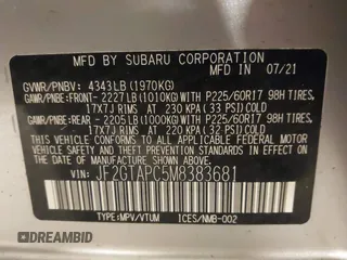 2021 Subaru Crosstrek Premium with VIN JF2GTAPC5M8383681, listed as a IAAI auction lot 42320664 with 78,697 mi miles and . Bid and sale history available at DreamBid. Image 9.