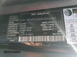 2017 Mercedes-Benz Metris Passenger z VIN WD4PG2EE8H3306082, wystawiony jako Copart lot #84463414 z przebiegiem 129 418 mil mil oraz Tytuł czysty. Historia ofert i sprzedaży dostępna na DreamBid. Obrazek 13.
