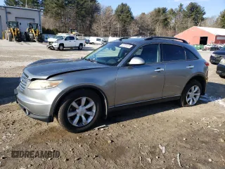 2005 Infiniti FX35 with VIN JNRAS08W15X201105, listed as a Copart auction lot 54051125 with 204,737 mi miles and Non Repairable. Bid and sale history available at carsss.com. Image 1.