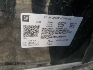 2021 GMC Acadia AT4 with VIN 1GKKNLLS5MZ168635, listed as a Copart auction lot 55988445 with 106,777 mi miles and Salvage title. Bid and sale history available at DreamBid. Image 13.