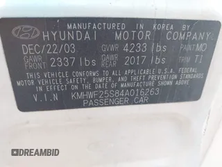 2004 Hyundai Sonata with VIN KMHWF25S84A016263, listed as a IAAI auction lot 41767003 with 140,301 mi miles. Bid and sale history available at carsss.com. Image 9.