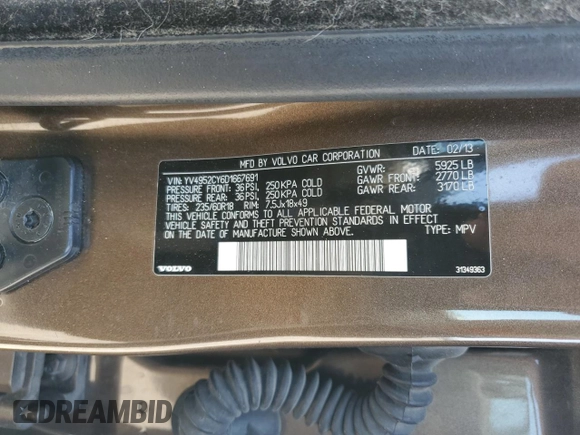 2013 Volvo XC90 Premier Plus z VIN YV4952CY6D1667691, wystawiony jako Copart lot #52189395 z przebiegiem 184 313 mil mil oraz Szkoda całkowita • Salvage title. Historia ofert i sprzedaży dostępna na DreamBid. Obrazek 14.