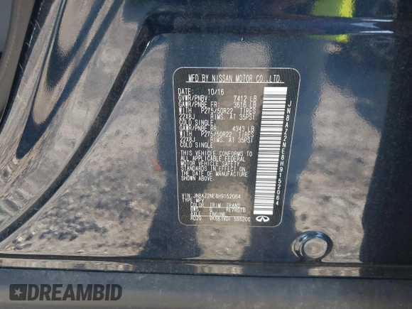 2017 Infiniti QX80 with VIN JN8AZ2NE8H9152064, listed as a IAAI auction lot 41356239 with 100,747 mi miles and . Bid and sale history available at DreamBid. Image 9.
