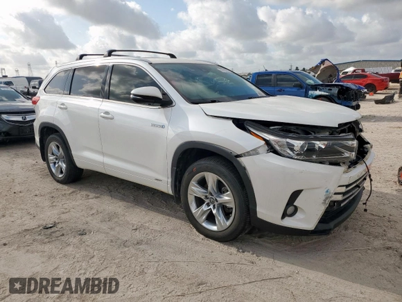2017 Toyota Highlander Hybrid Limited with VIN 5TDDGRFH6HS036685, listed as a Copart auction lot 59726925 with 18,191 mi miles and Salvage title. Bid and sale history available at DreamBid. Image 4.
