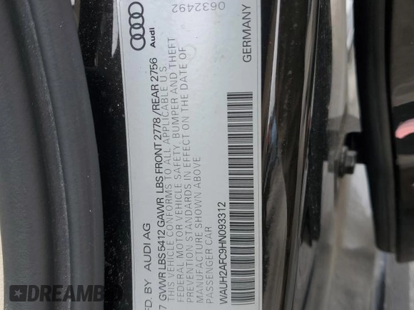 2017 Audi A6 Prestige z VIN WAUH2AFC9HN093312, wystawiony jako Copart lot #83522484 z przebiegiem 87 113 mil mil oraz Szkoda całkowita • Salvage title. Historia ofert i sprzedaży dostępna na DreamBid. Obrazek 12.