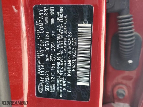 2024 Hyundai Elantra SEL with VIN KMHLM4DG5RU664523, listed as a Copart auction lot 47732405 with 82,642 mi miles and Salvage Title. Bid and sale history available at carsss.com. Image 12.