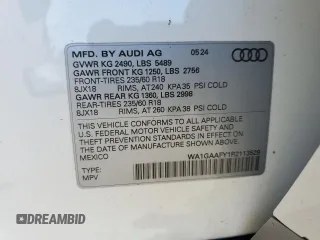 2024 Audi Q5 S line Premium z VIN WA1GAAFY1R2113529, wystawiony jako Copart lot #51914235 z przebiegiem Nie podano mil oraz Szkoda całkowita • Salvage title. Historia ofert i sprzedaży dostępna na DreamBid. Obrazek 13.