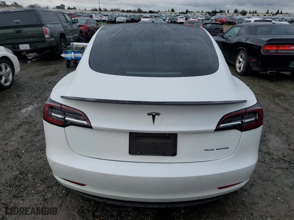 2021 Tesla Model 3 Long Range with VIN 5YJ3E1EB5MF071510, listed as a Copart auction lot 43726205 with 92,362 mi miles and Salvage Title. Bid and sale history available at carsss.com. Image 6.