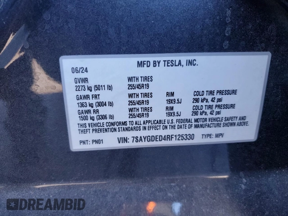 2024 Tesla Model Y z VIN 7SAYGDED4RF125330, wystawiony jako Copart lot #81385224 z przebiegiem 3 631 mil mil oraz Szkoda całkowita • Salvage title. Historia ofert i sprzedaży dostępna na DreamBid. Obrazek 15.