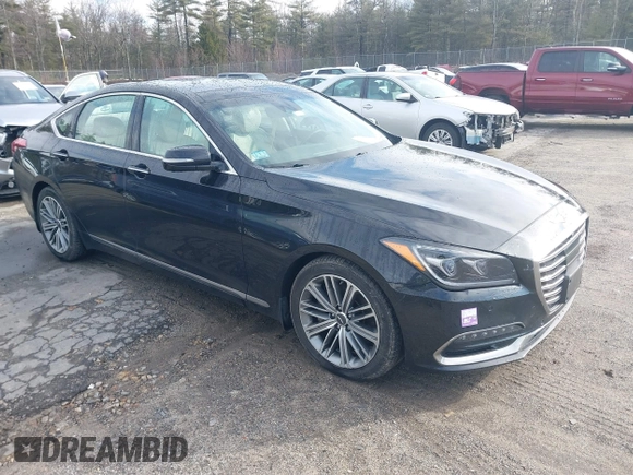 2018 Genesis G80 3.8L with VIN KMHGN4JE0JU246022, listed as a IAAI auction lot 41855219 with 106,277 mi miles. Bid and sale history available at carsss.com. Image 1.