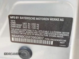 2015 BMW 5 Series 550i with VIN WBAKN9C55FD960807, listed as a IAAI auction lot 42640043 with 129,641 mi miles and . Bid and sale history available at DreamBid. Image 9.