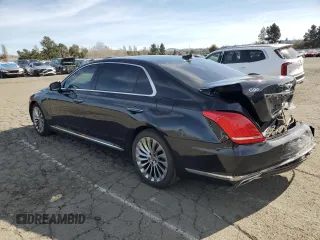2018 Genesis G90 3.3T Premium with VIN KMHG34JA2JU043474, listed as a Copart auction lot 45755975 with 95,790 mi miles and Salvage Title. Bid and sale history available at carsss.com. Image 2.