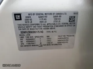 2013 Chevrolet Equinox LS with VIN 2GNFLCEK6D6175743, listed as a Copart auction lot 52779055 with 91,772 mi miles and Clean Title. Bid and sale history available at carsss.com. Image 13.