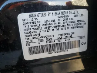 2016 Infiniti Q50 2.0t Premium with VIN JN1CV7AR4GM251873, listed as a Copart auction lot 46532635 with 90,028 mi miles and Salvage Title. Bid and sale history available at carsss.com. Image 12.
