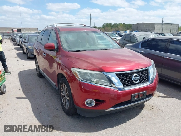 2013 Nissan Pathfinder SV with VIN 5N1AR2MM8DC617164, listed as a IAAI auction lot 41819381 with 116,275 mi miles. Bid and sale history available at carsss.com. Image 1.