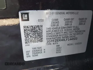 2020 Cadillac XT4 FWD Sport z VIN 1GYFZER40LF144503, wystawiony jako IAAI lot #41265649 z przebiegiem 79 120 mil mil oraz . Historia ofert i sprzedaży dostępna na DreamBid. Obrazek 9.