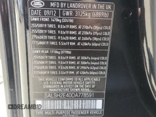 2013 Land Rover Range Rover Sport SC z VIN SALSH2E40DA778591, wystawiony jako Copart lot #58376535 z przebiegiem 80 465 mil mil oraz Szkoda całkowita • Salvage title. Historia ofert i sprzedaży dostępna na DreamBid. Obrazek 13.