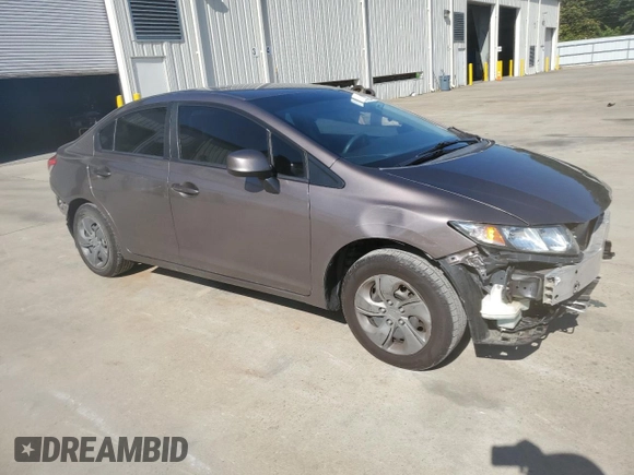 2013 Honda Civic LX with VIN 2HGFB2F58DH533641, listed as a Copart auction lot 58331725 with 79,830 mi miles and Salvage title. Bid and sale history available at DreamBid. Image 4.