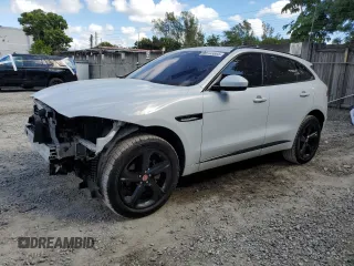 2020 Jaguar F-Pace 25t Checkered Flag Edition with VIN SADCP2FXXLA618597, listed as a Copart auction lot 43703065 with 32,011 mi miles and Salvage title. Bid and sale history available at DreamBid. Image 1.