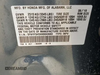 2019 Honda Pilot EX-L z VIN 5FNYF5H5XKB043683, wystawiony jako Copart lot #51000625 z przebiegiem 95 310 mil mil oraz Szkoda całkowita • Salvage title. Historia ofert i sprzedaży dostępna na DreamBid. Obrazek 12.
